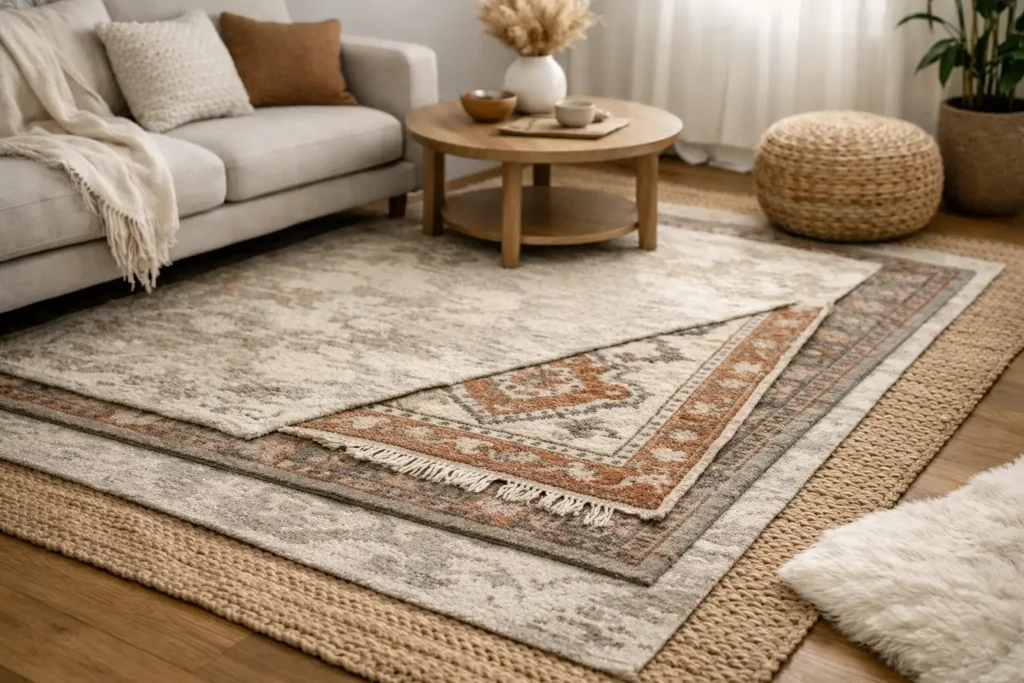 How to Layer Rugs Without Overcrowding