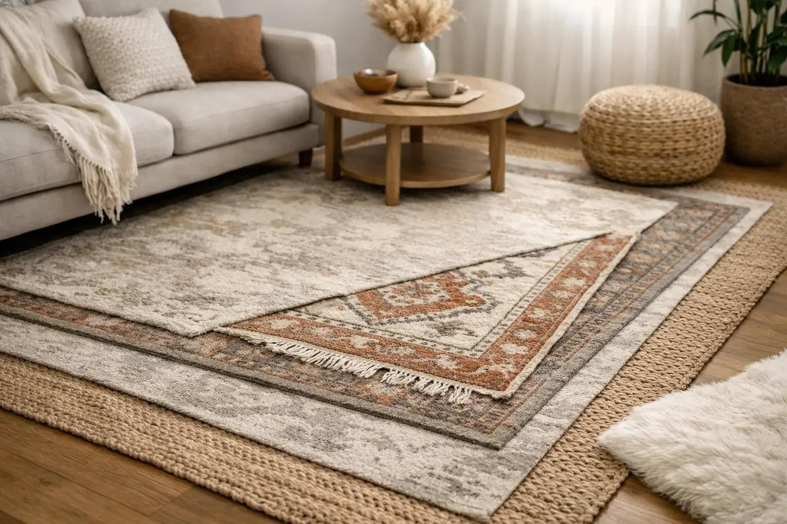 How to Layer Rugs Without Overcrowding