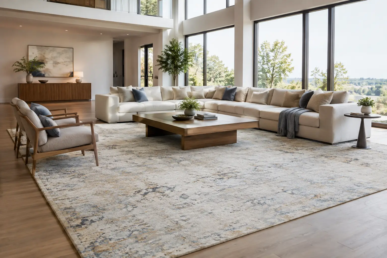 Custom Rug Solution for an Oversized Living Room