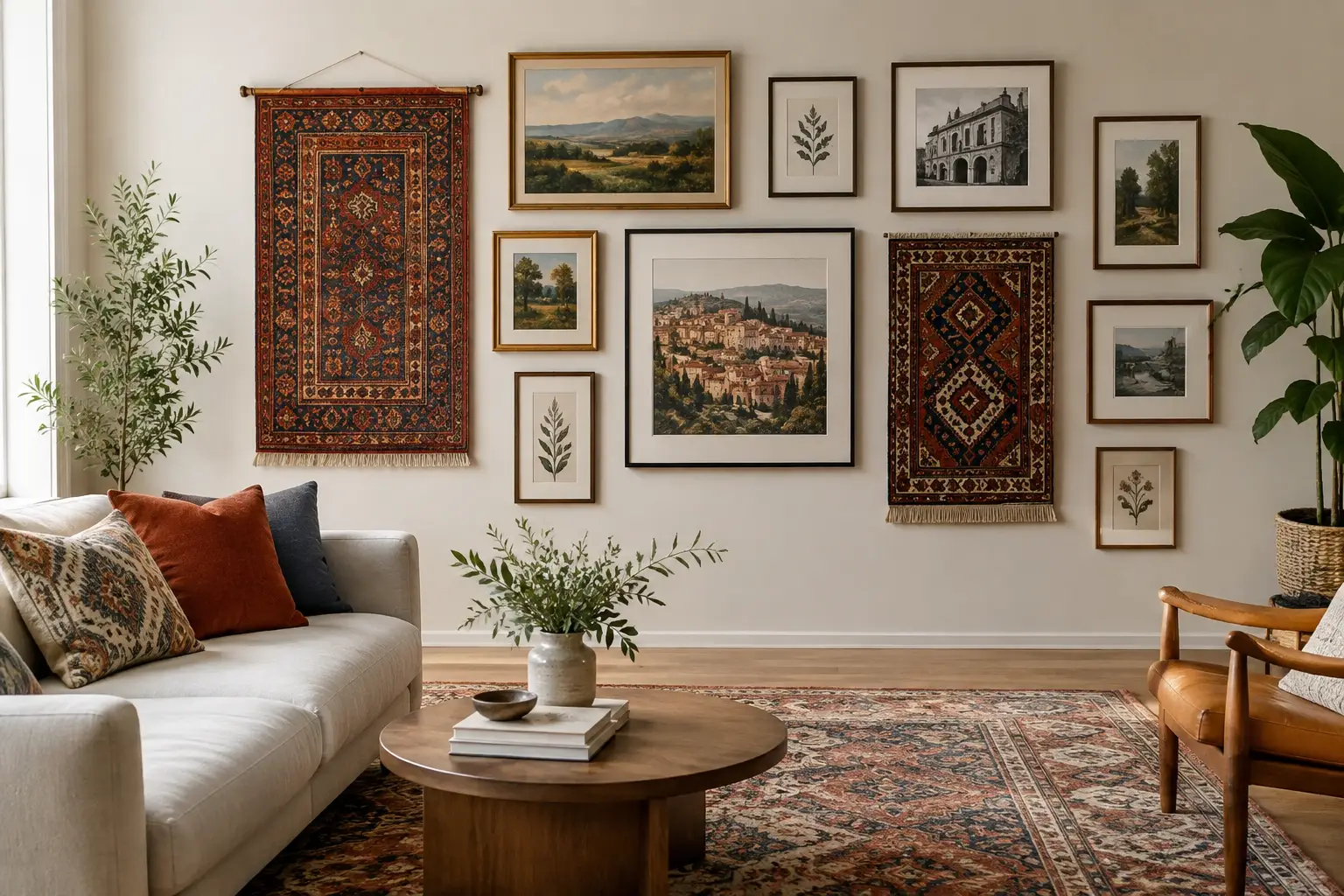 How to Style a Gallery Wall With Rugs Beautifully